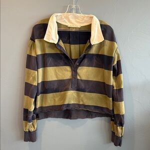 We The Free Striped Rugby Shirt with Collar